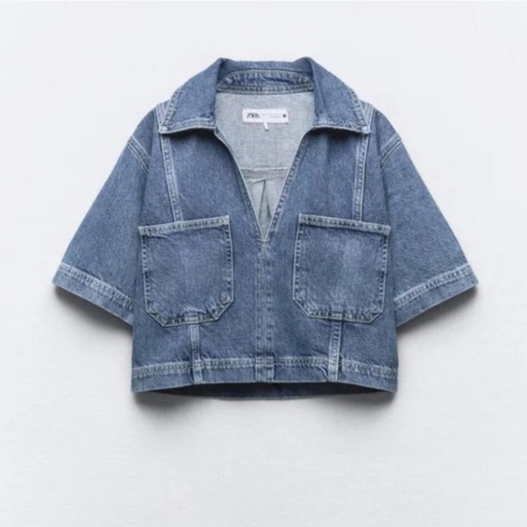 ZARA Z1975 CROPPED DENIM SHIRT - Picture 1 of 7